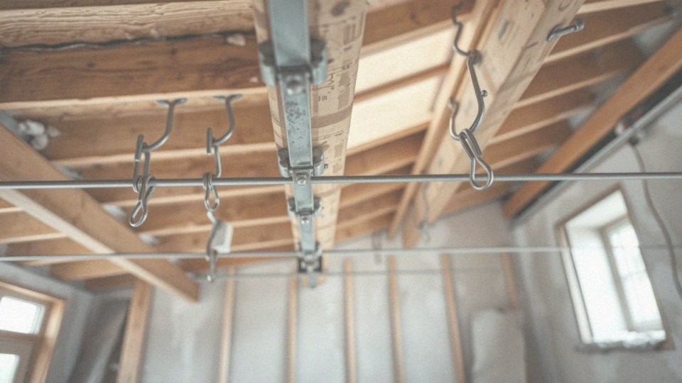 Jak ciężar zabudowy sufitu wpływa na ilość wieszaków?