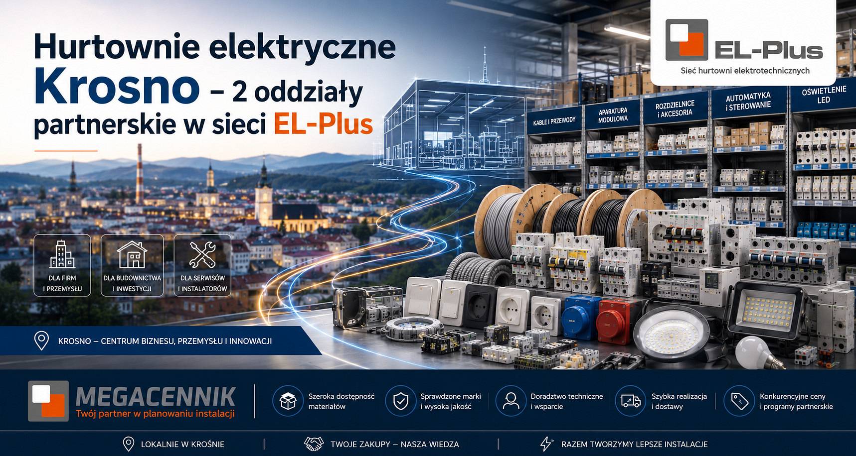 Hurtownie elektryczne Krosno — 2 hurtownie partnerskie w sieci EL-Plus